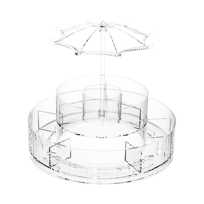 360 Degree Rotating Makeup Organizer Vanity Tray Large Capacity Brush Holder
