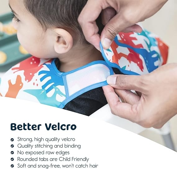 Tiny Twinkle Mess Proof Baby Bib, Full Sleeve Bib Outfit, Waterproof Bib for Toddlers, Machine Washable, Tug Proof Closure