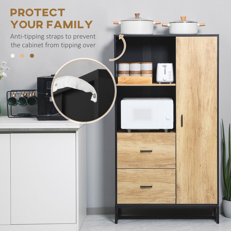 HOMCOM Kitchen Storage Cabinet, Cupboard with Adjustable Shelves Soft Close