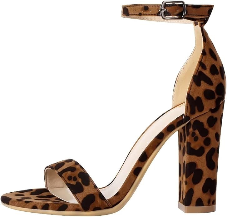 ZriEy Women's Heeled Sandals Chunky Block Strappy High Heels Ankle Strap Open Toe Sandals Party Wedding Fashion Shoes