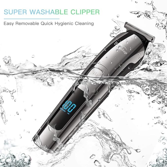 Brightup Beard Trimmer for Men - 19 Piece Mens Grooming Kit with Hair Clippers, Electric Razor, Shavers for Mustache, Body, Face, Ear, Nose Hair Trimmer, Gifts for Men, USB Rechargeable & LCD Display