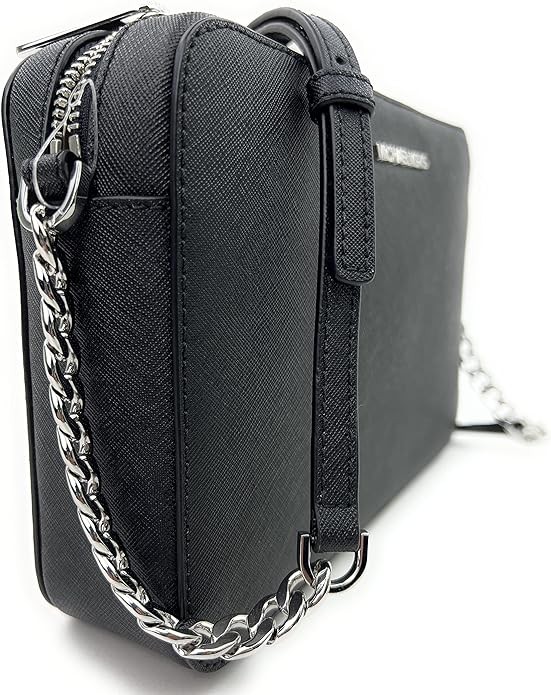 Michael Kors Women's Jet Set Item Crossbody Bag in Black with Silver hardware (Black/Silver)